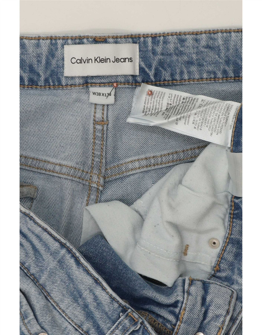 Calvin Klein Herren Slim Jeans W38 L32 Blaue Baumwolle