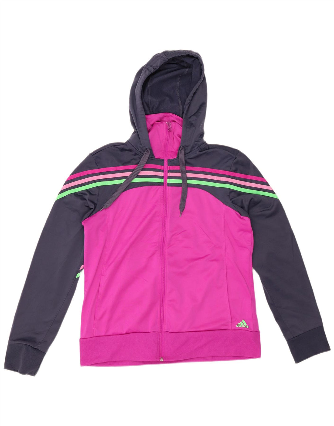 ADIDAS Damen Climalite Zip Hoodie Pullover UK 16/18 Large Pink Colourblock