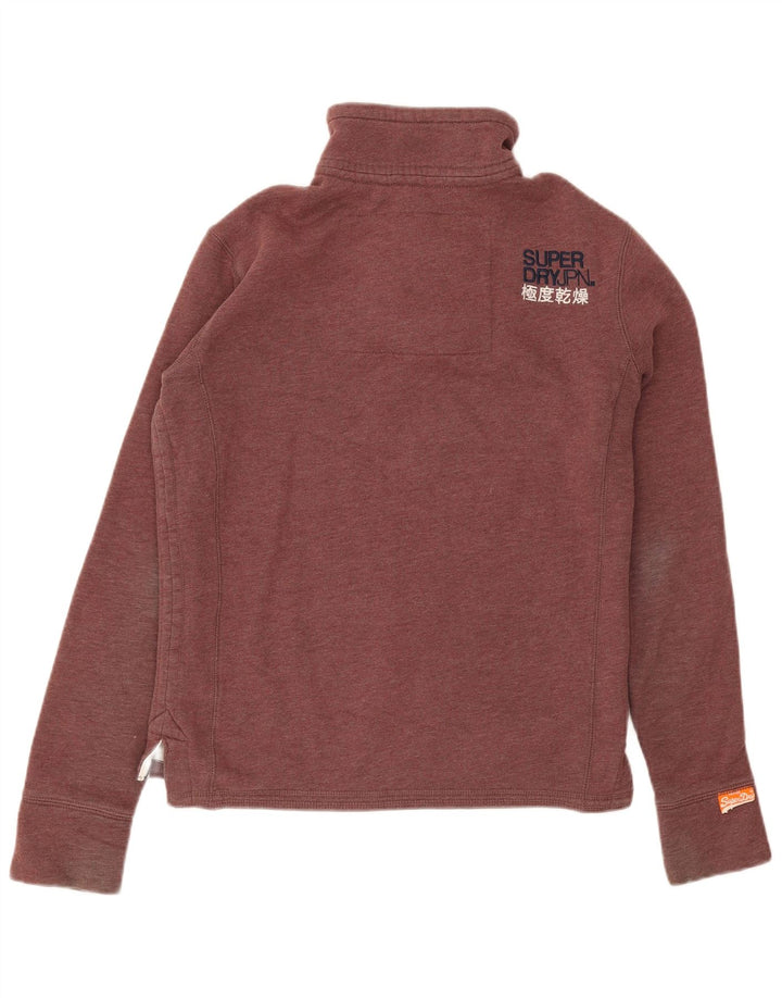 Superdry Herren-Sweatshirt mit Knopfkragen, Größe S, Burgunderrot, Baumwolle