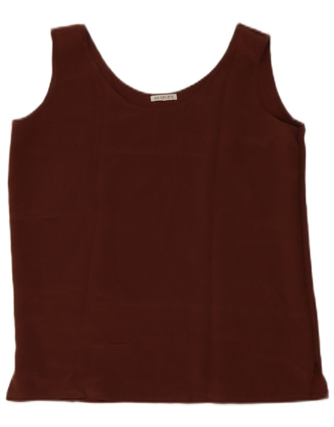 Vintage Damen Ärmelloses Blusentop UK 10 Kleine braune Seide
