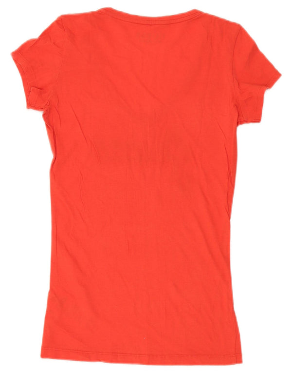 Guess Damen Grafik-T-Shirt-Oberteil UK 6 XS Rote Baumwolle
