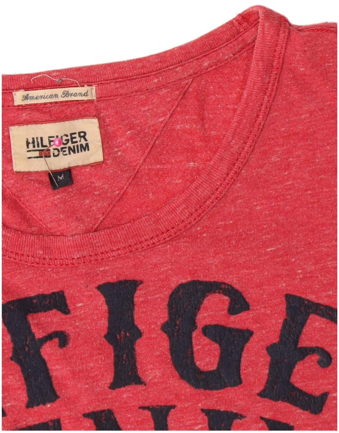 Tommy Hilfiger Herren-T-Shirt mit Grafik, Mittelrot gefleckte Baumwolle