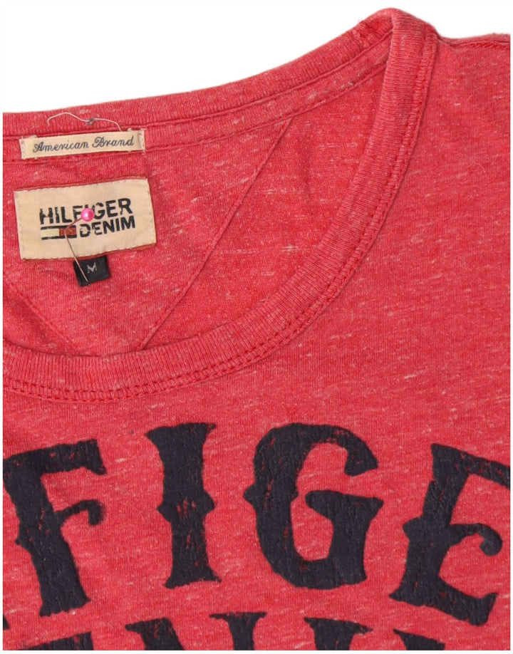 Tommy Hilfiger Herren-T-Shirt mit Grafik, Mittelrot gefleckte Baumwolle