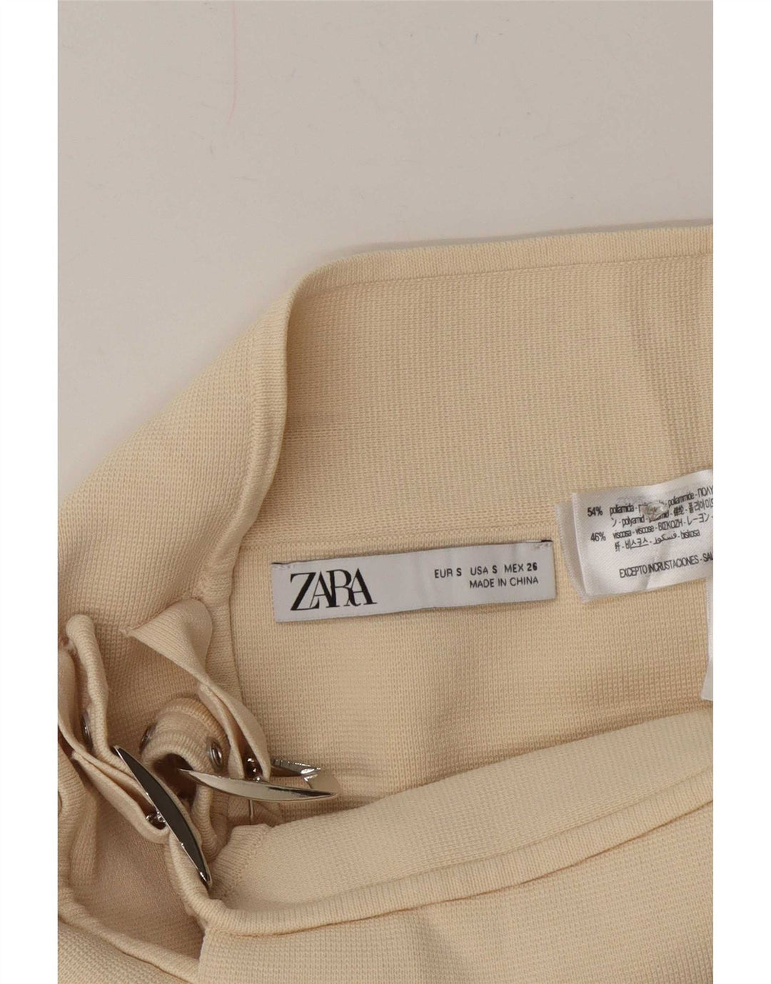 Zara Damen Mini-Wickelrock, Größe S, W26, gebrochenes Weiß, Polyamid