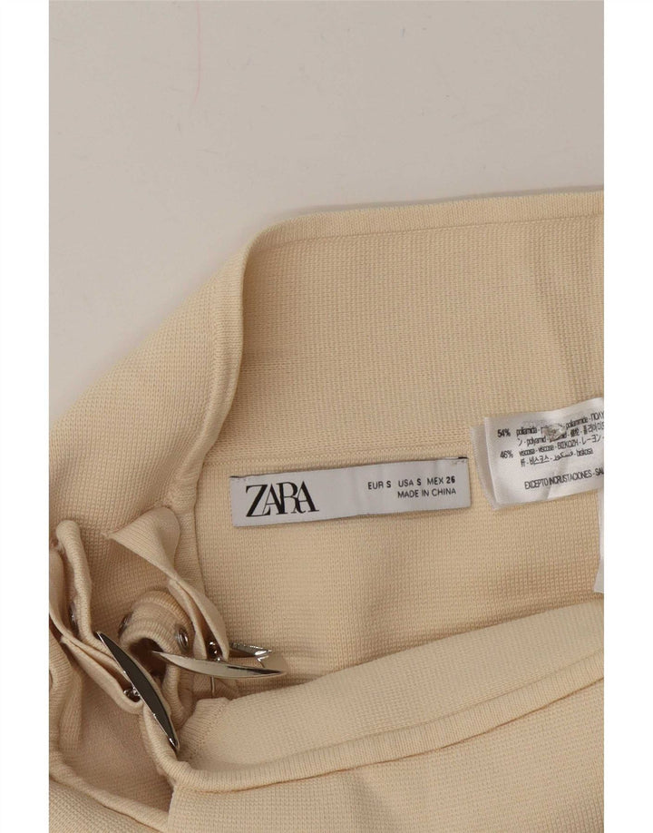 Zara Damen Mini-Wickelrock, Größe S, W26, gebrochenes Weiß, Polyamid