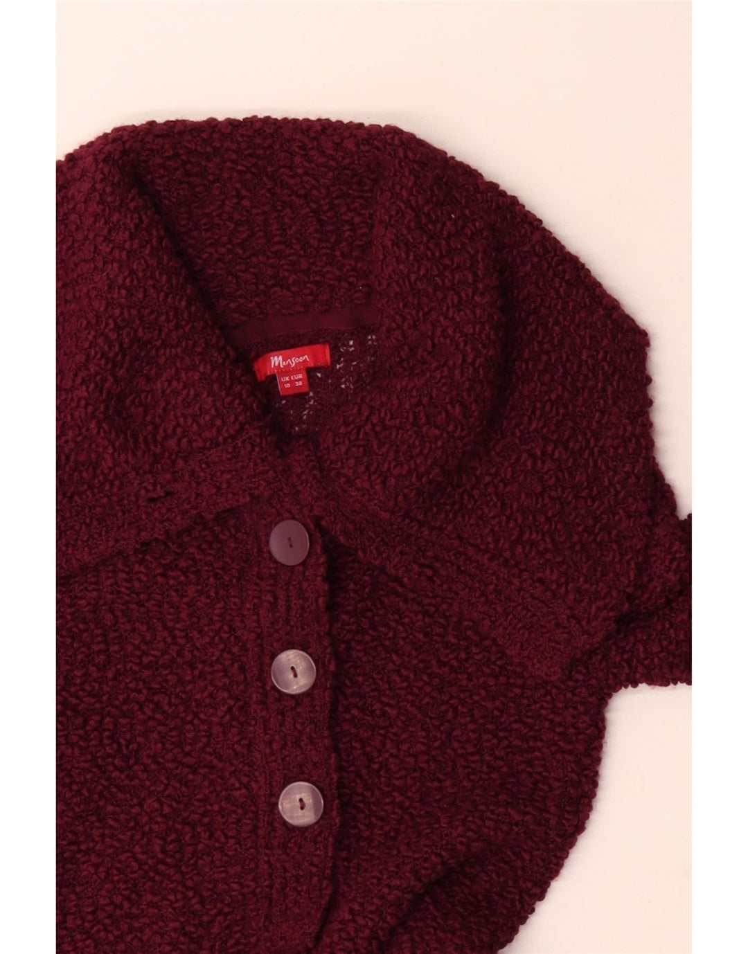 Monsoon Damen Longline-Cardigan-Pullover UK 10 Small Burgund