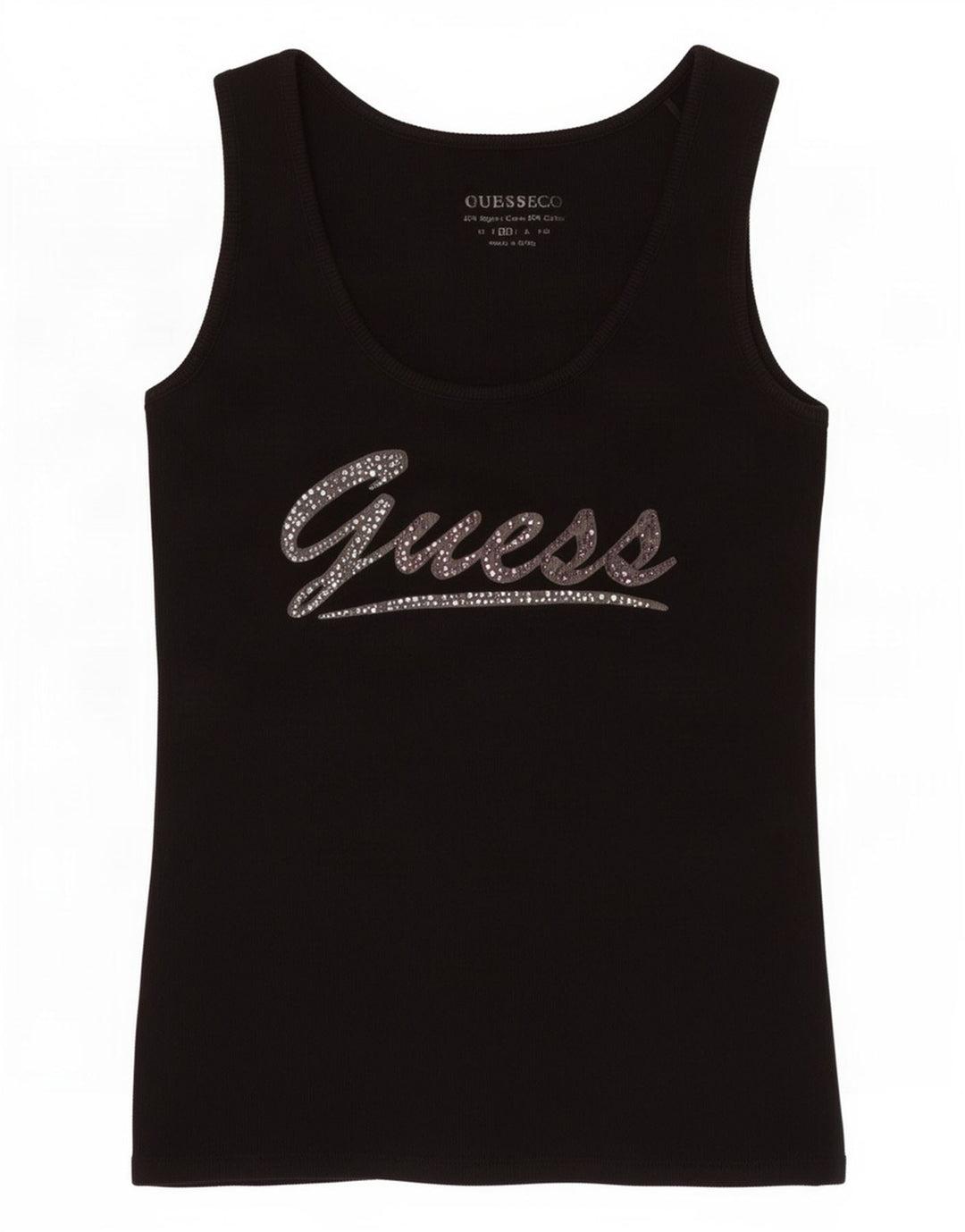 Guess Damen Grafik-Trägershirt UK 12 Mittelschwarze Baumwolle