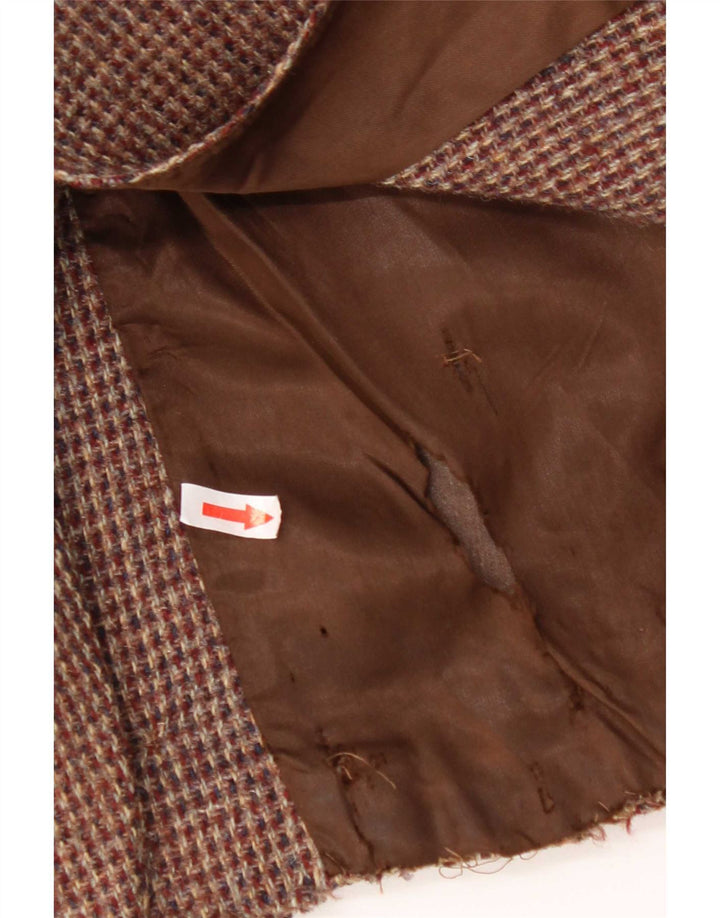 Harris Tweed Herren-Blazer mit 2 Knöpfen, UK 36, kleiner brauner Hahnentrittmuster