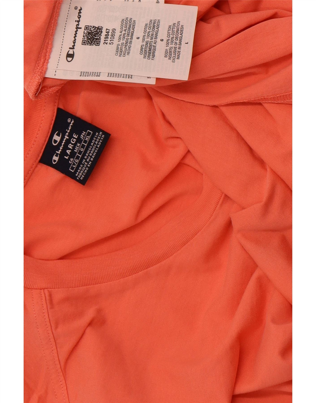 CHAMPION Mens Graphic T-Shirt Top Large Orange Cotton