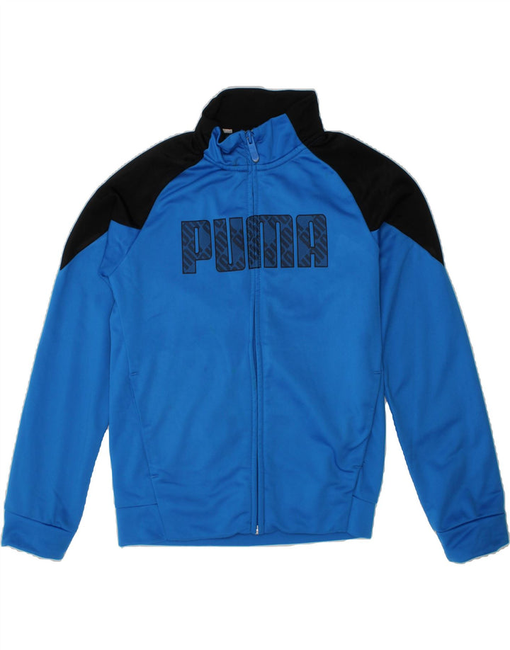 PUMA Boys Graphic Tracksuit Top Jacket 9-10 Years Blue Colourblock Vintage Puma and Second-Hand Puma from Messina Hembry 