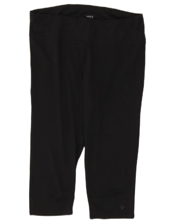 Marks & Spencer Damen Capri-Leggings UK 16 Large Schwarz Polyester Sport