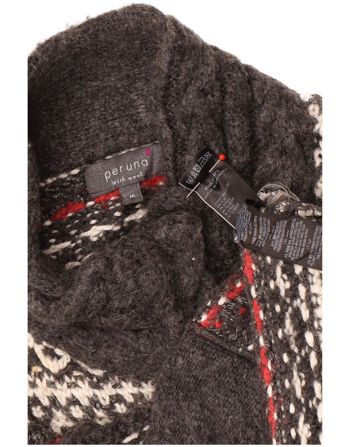 Per Una Damen-Cardigan-Pullover UK 14 Mittelgrau gestreift aus Acryl
