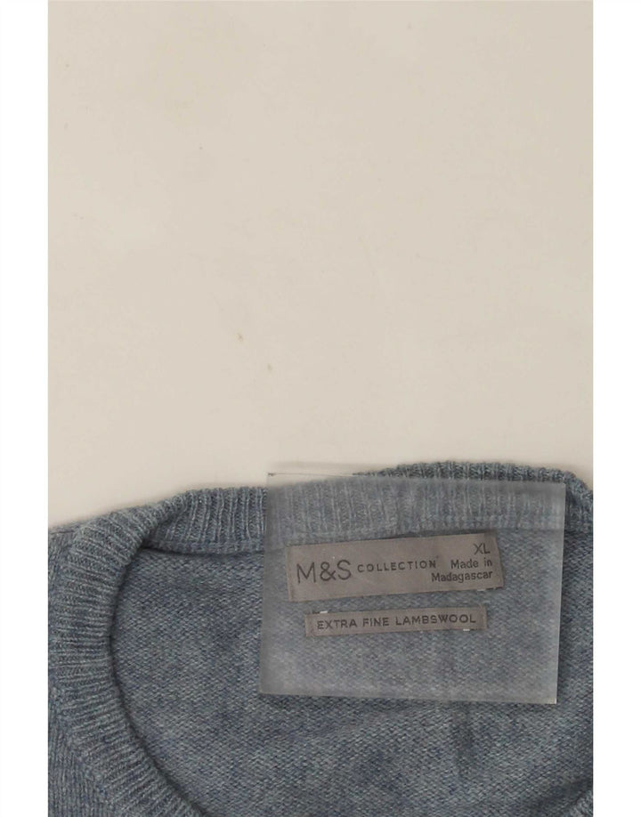 Marks & Spencer Herren-Pullover mit Rundhalsausschnitt, XL, blaue Wolle