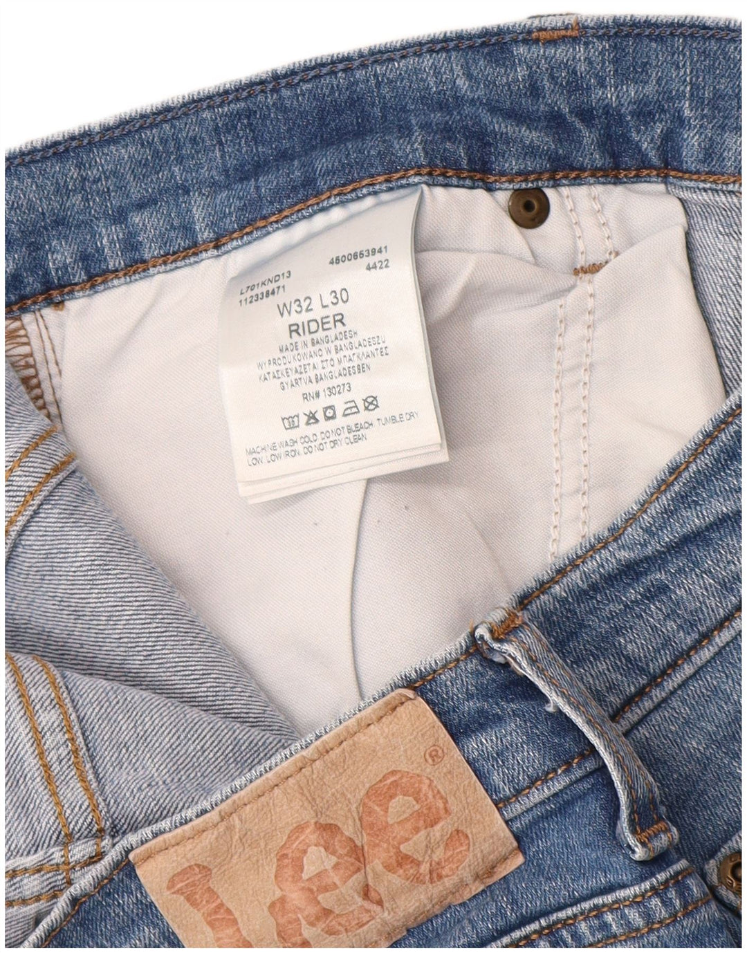 Lee Damen Rider Straight Jeans W32 L28 Blaue Baumwolle
