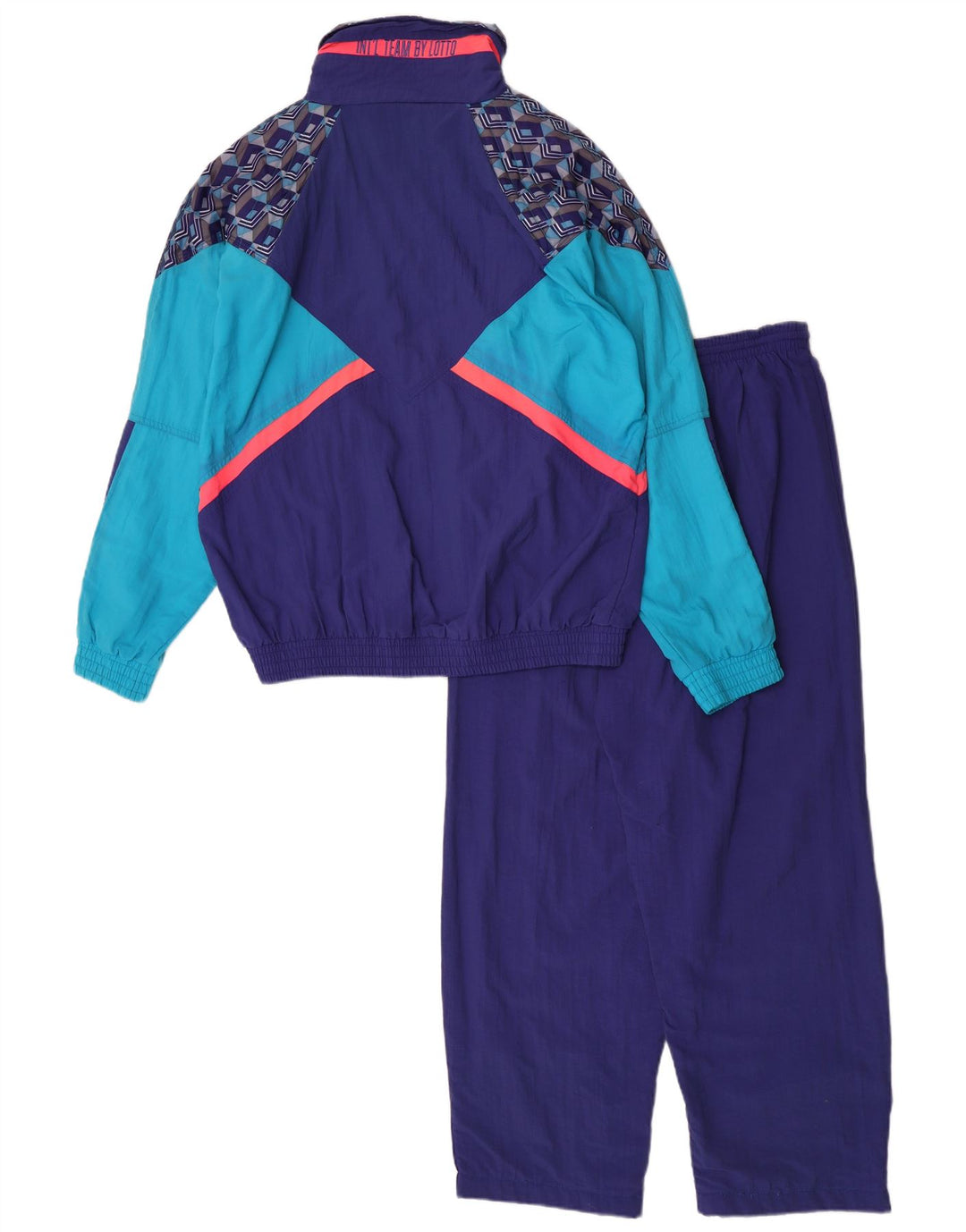 Kompletter Herren-Trainingsanzug von Lotto, mittelblaues Colourblock-Nylon
