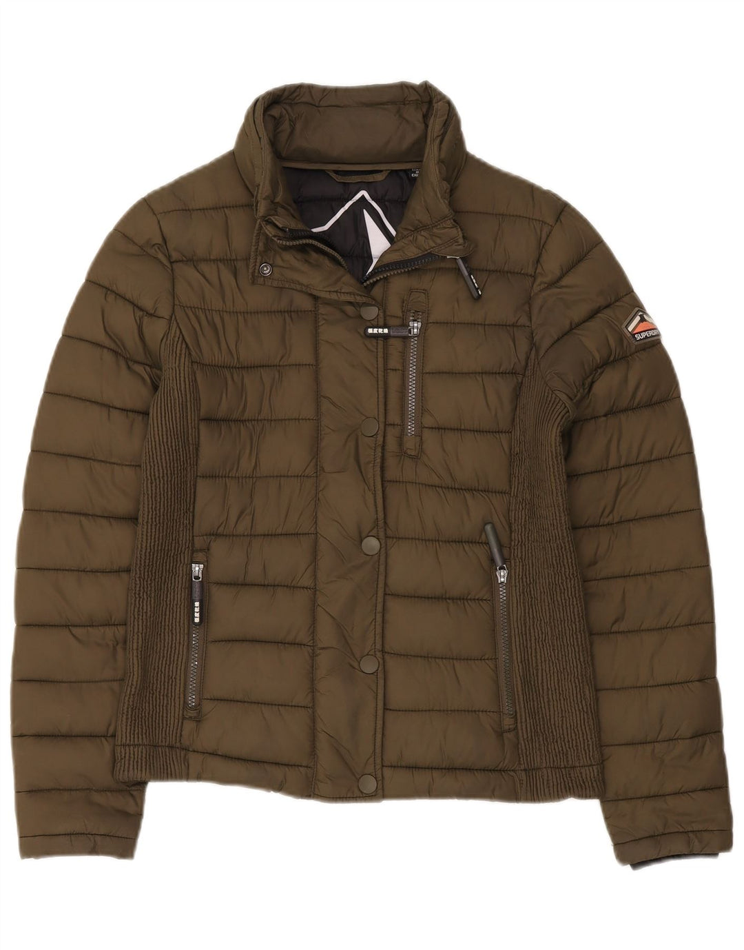 Superdry Damen Wattierte Jacke UK 12 Medium Khaki Nylon