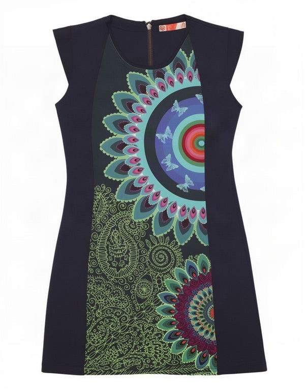 Desigual Damen Etuikleid UK 12 Medium Navy Blue Floral