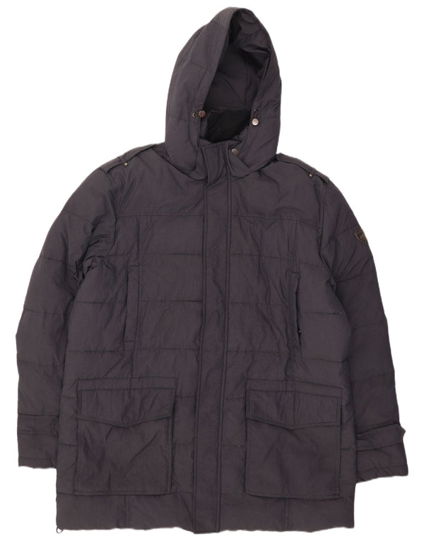 Navigare gepolsterter Herrenmantel mit Kapuze, UK 46 3XL, marineblaues Nylon