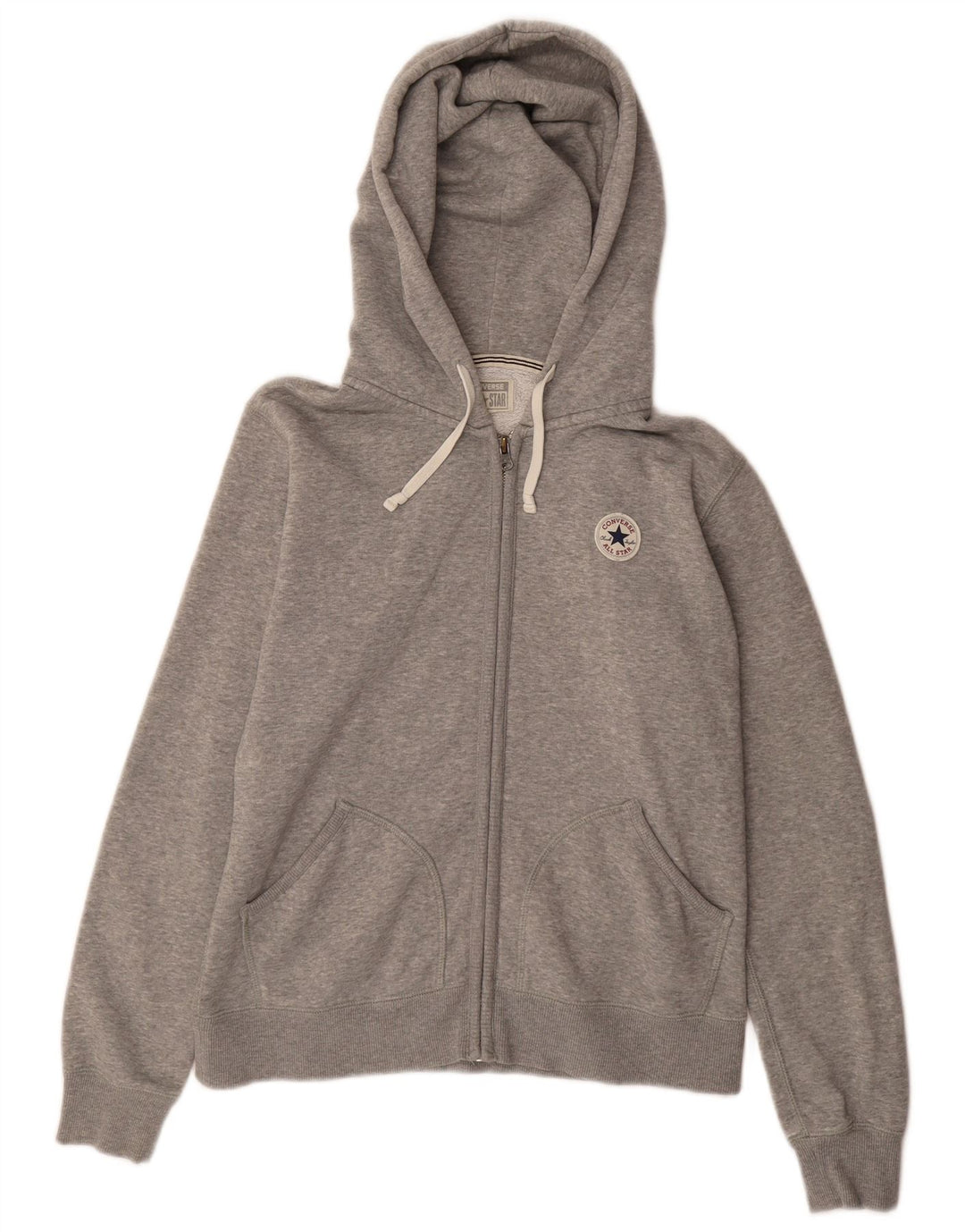 Converse Herren-Kapuzenpullover mit Reißverschluss, mittelgrau gefleckte Baumwolle