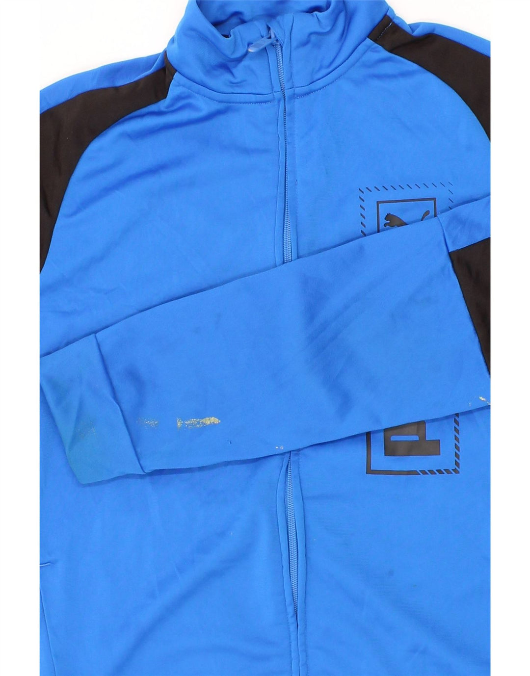 PUMA Boys Graphic Tracksuit Top Jacket 13-14 Years Blue Colourblock Vintage Puma and Second-Hand Puma from Messina Hembry 