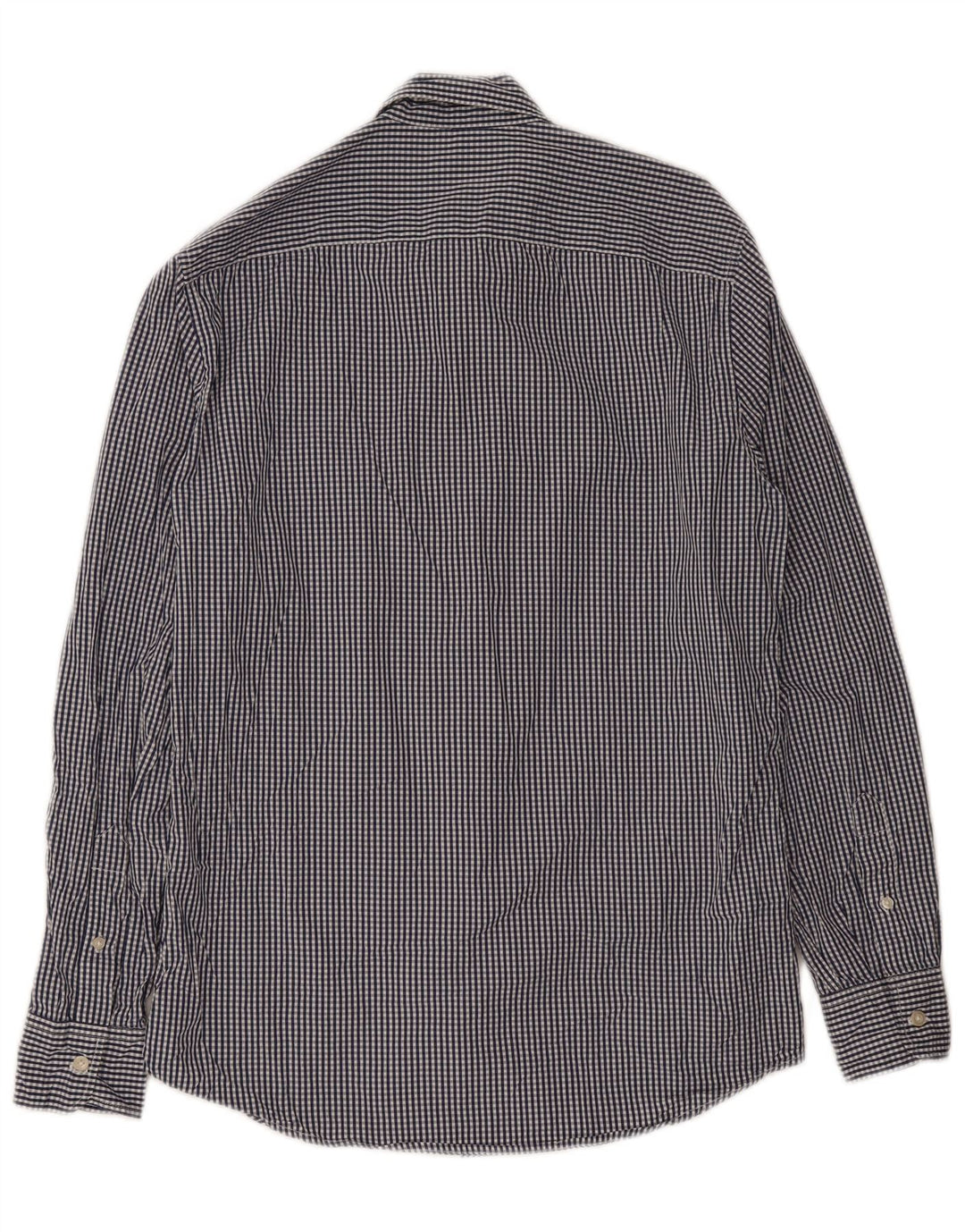 Benetton Herrenhemd aus mittelblauer Gingham-Baumwolle