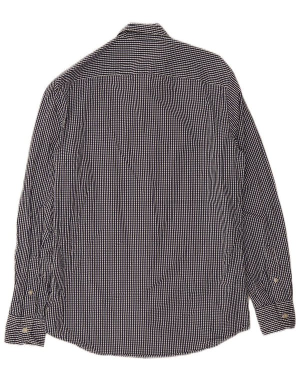 Benetton Herrenhemd aus mittelblauer Gingham-Baumwolle
