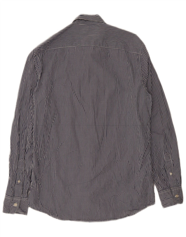 Benetton Herrenhemd aus mittelblauer Gingham-Baumwolle