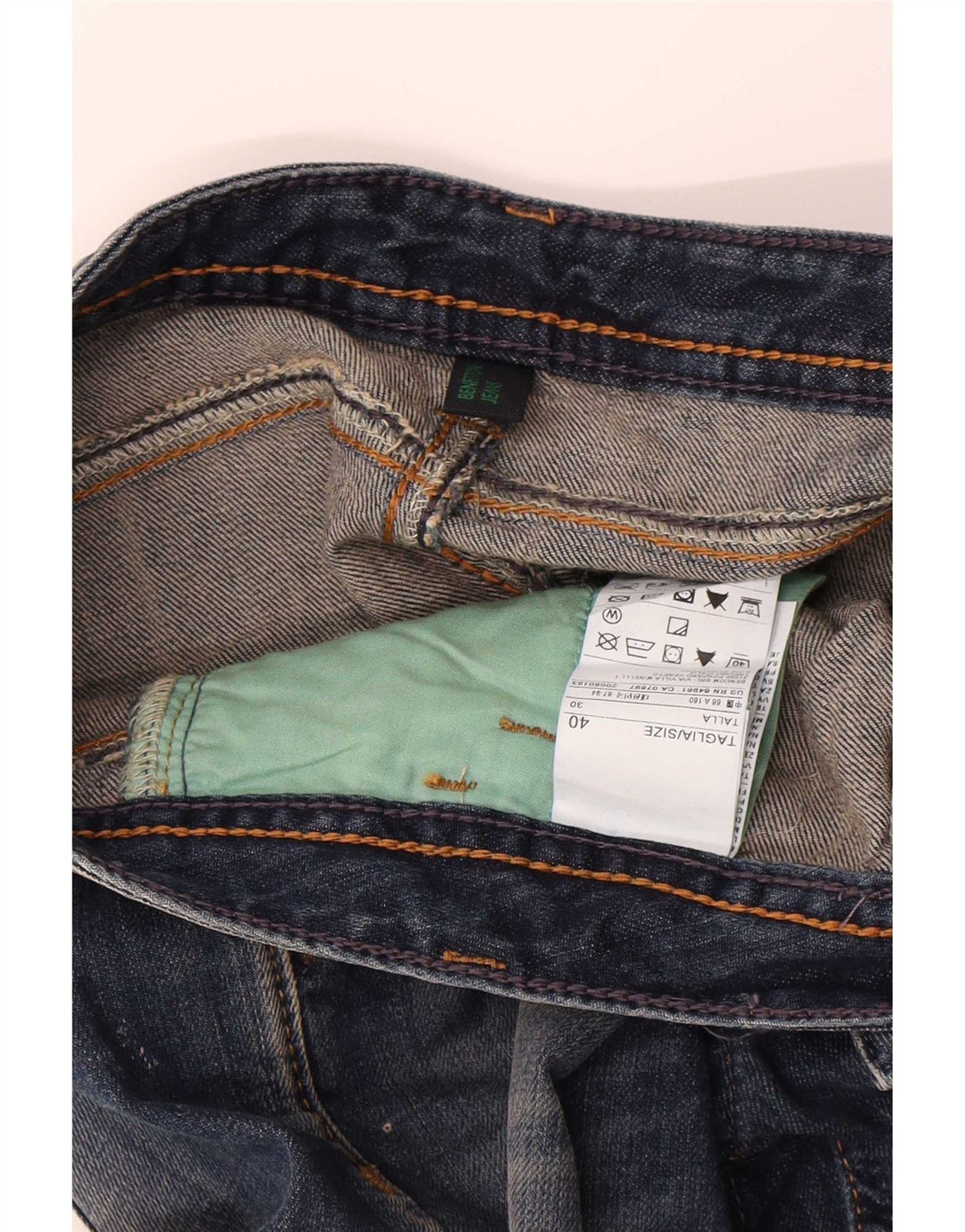 Benetton Damen Distressed Denim Shorts IT 40 Small W30 Blaue Baumwolle