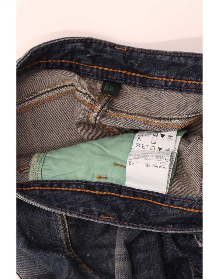 Benetton Damen Distressed Denim Shorts IT 40 Small W30 Blaue Baumwolle
