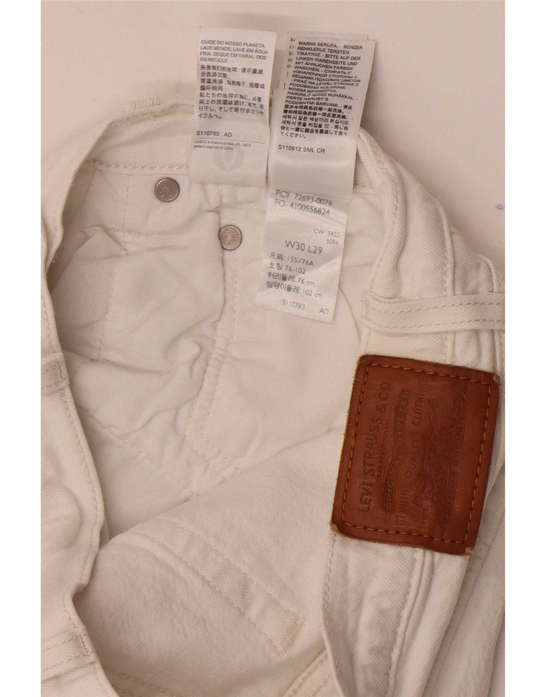 Levi's Damen Ribcage Straight Jeans W30 L29 Weiße Baumwolle