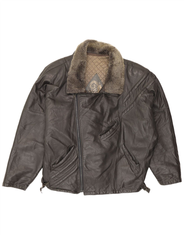 Vintage Herren Leder Bikerjacke UK 40 Großes schwarzes Leder