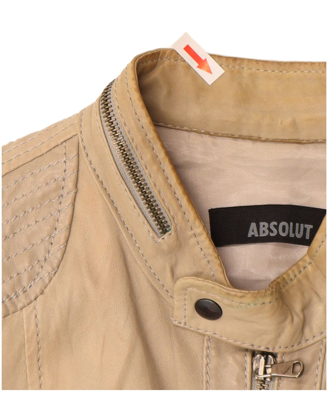 Vintage Damen Lederjacke UK 16 Großes Beige Leder