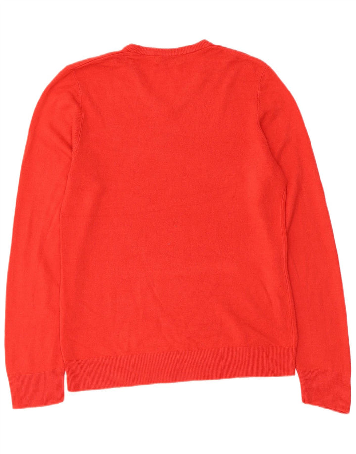 Marks & Spencer Herren Blue Harbor V-Ausschnitt Pullover Pullover Small Rot Acryl