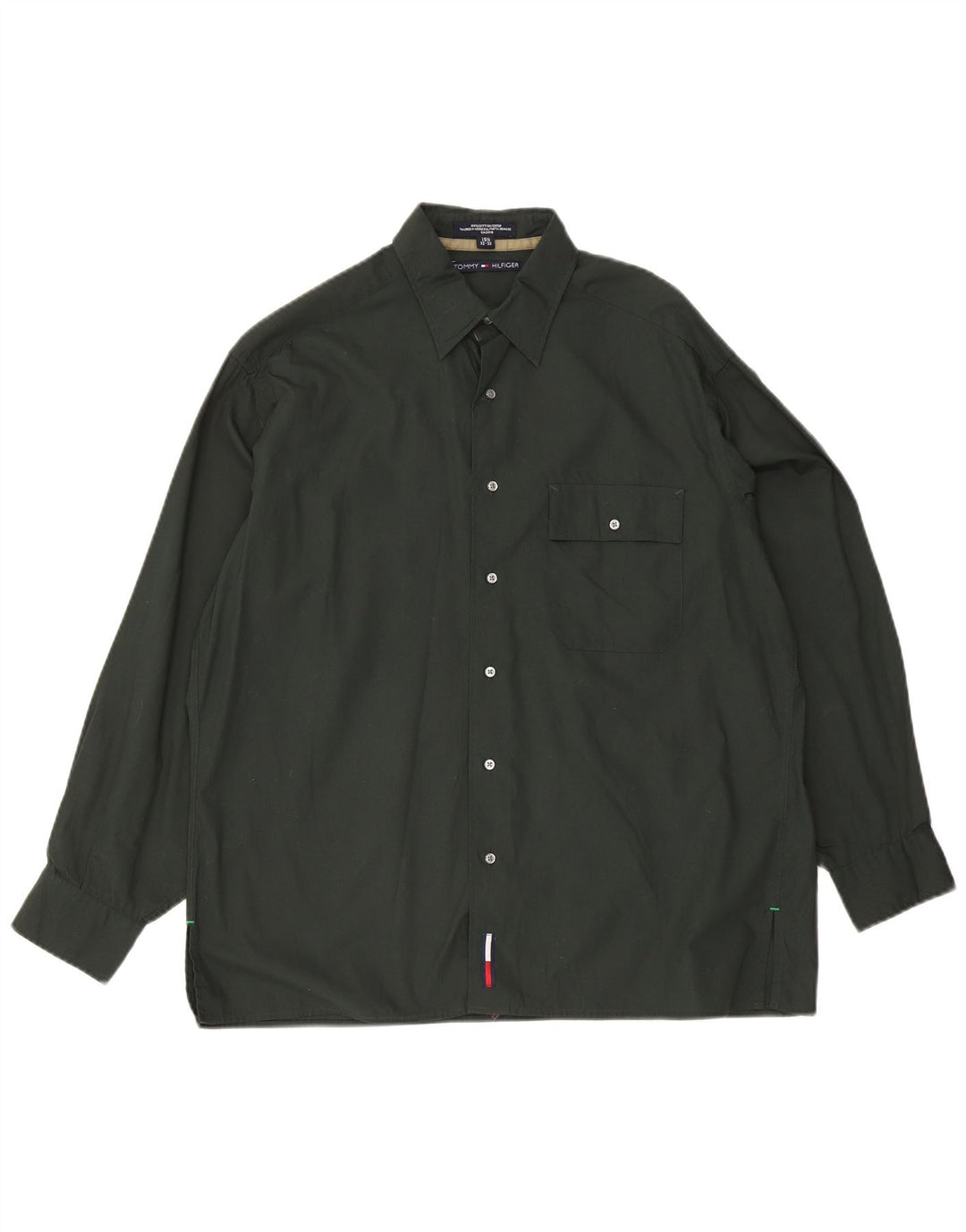 Tommy Hilfiger Herrenhemd Größe 15 1/2 mittelgrüne Baumwolle