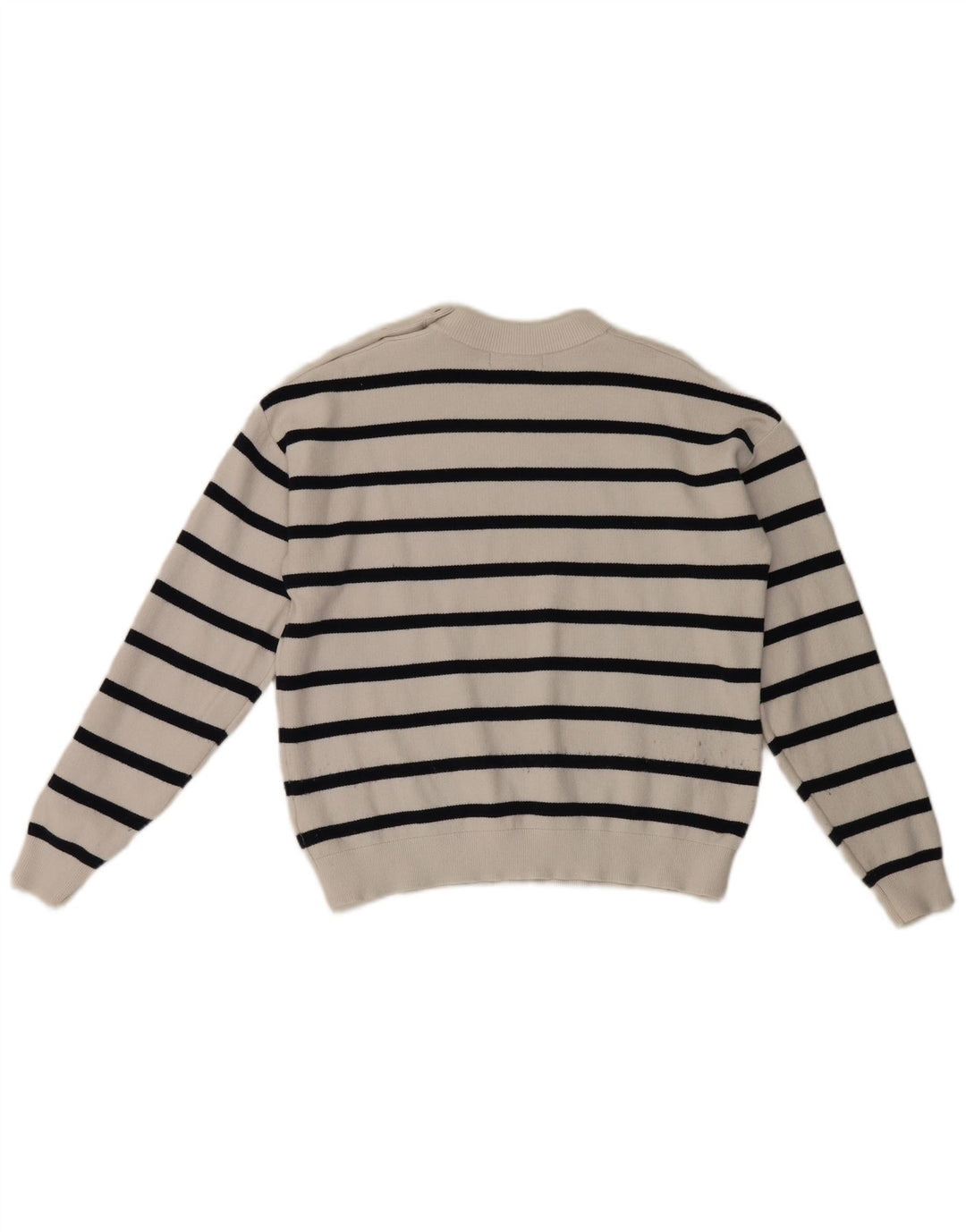 Marks & Spencer Damen-Pullover mit Rundhalsausschnitt, Gr. 14, mittelweiß gestreift