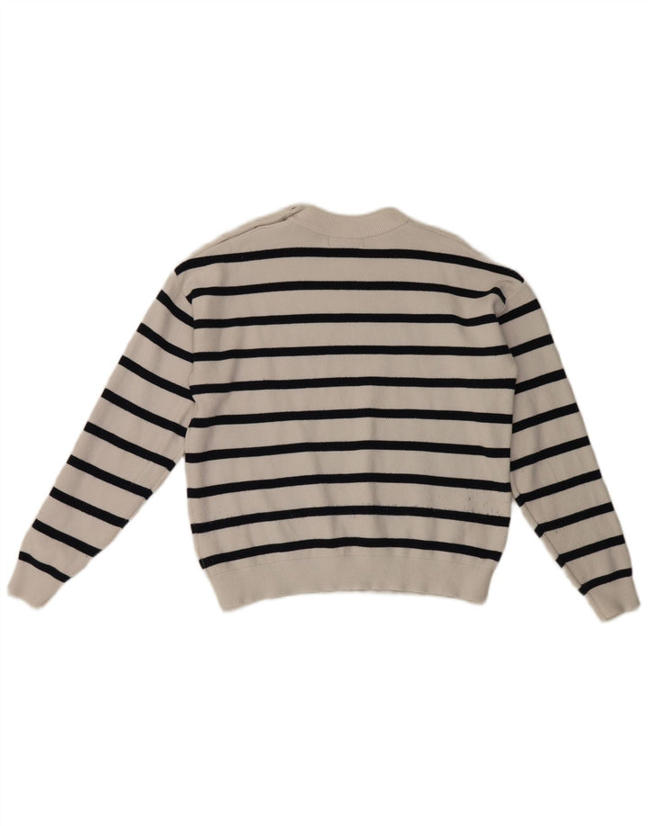 Marks & Spencer Damen-Pullover mit Rundhalsausschnitt, Gr. 14, mittelweiß gestreift