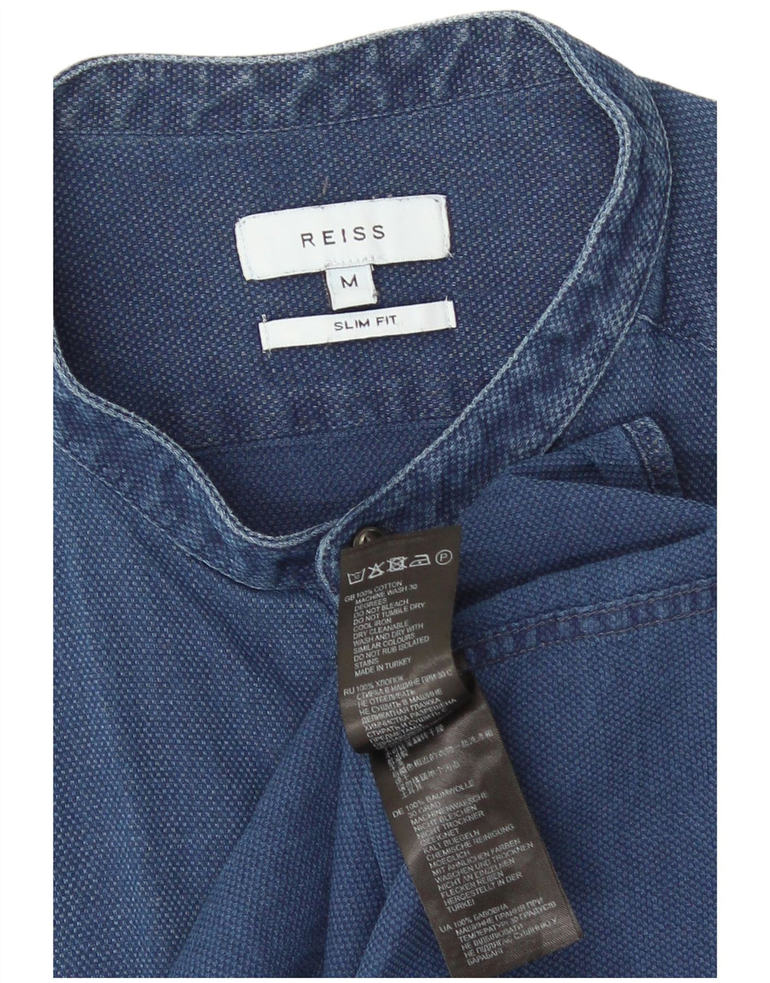 Reiss Herren-Slim-Fit-Hemd aus mittelblauer Baumwolle