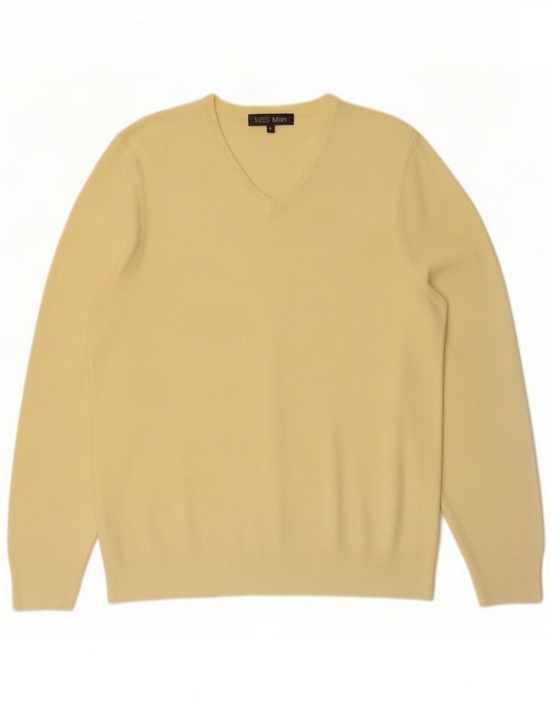 Marks & Spencer Herren-Pullover mit V-Ausschnitt, mittelgelbes Acryl