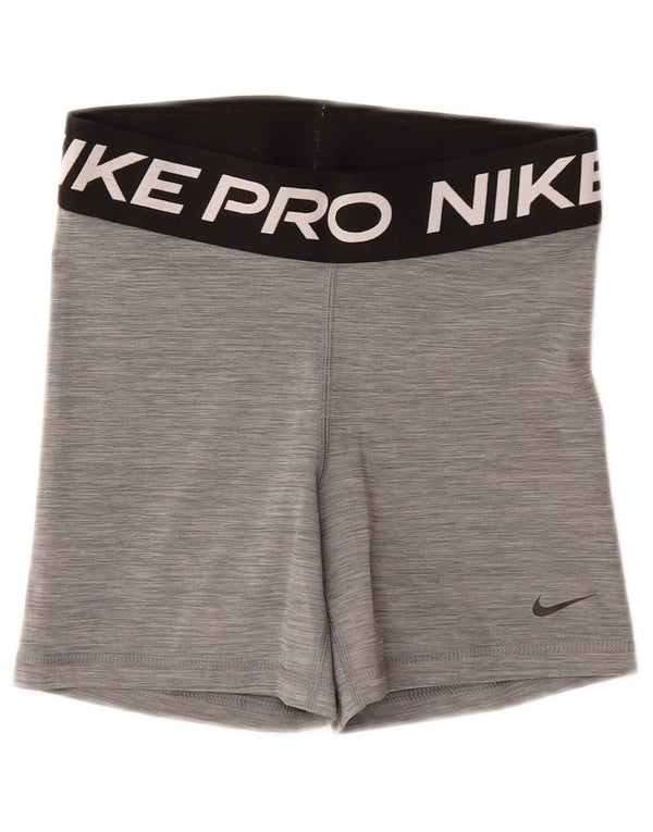 Nike Damen Dri Fit Graphic Sport Shorts UK 10 Small Grau meliert