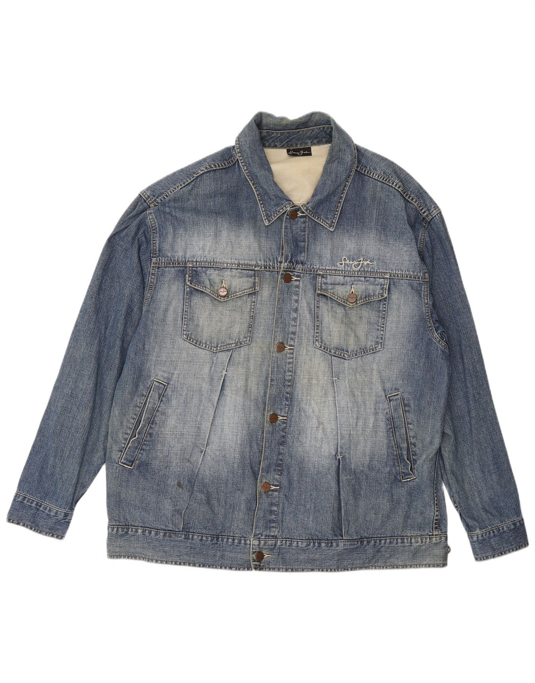 VINTAGE Mens Denim Jacket UK 42 XL Blue