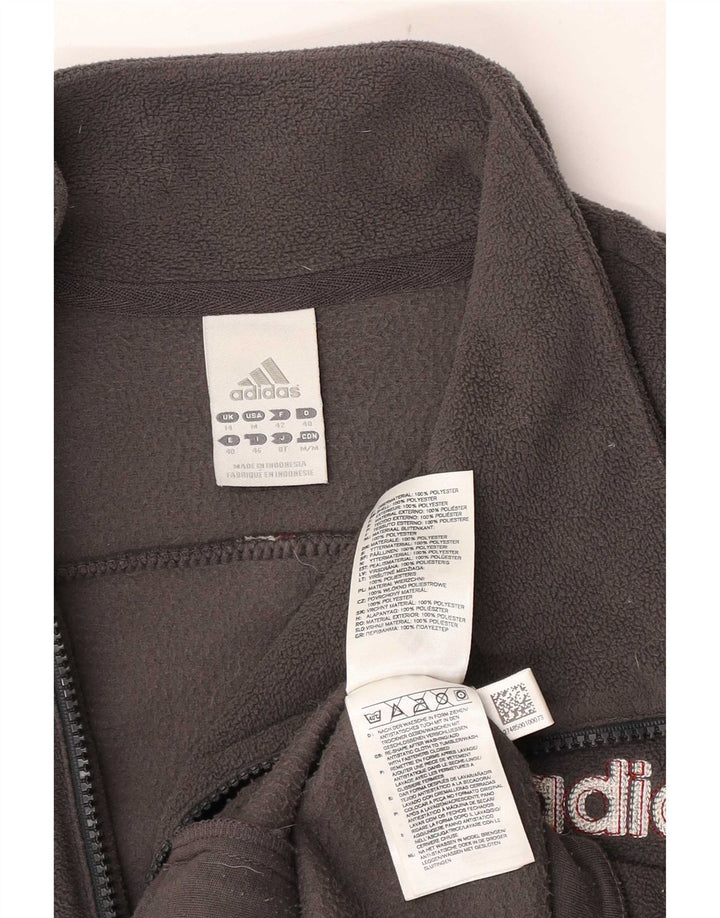 Adidas Damen Graphic Fleece Jacke UK 14 Mittelgraues Polyester