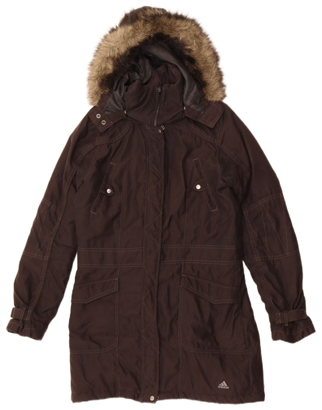 Adidas Damen Kapuzenparkajacke UK 14 Mittelschwarzes Polyester