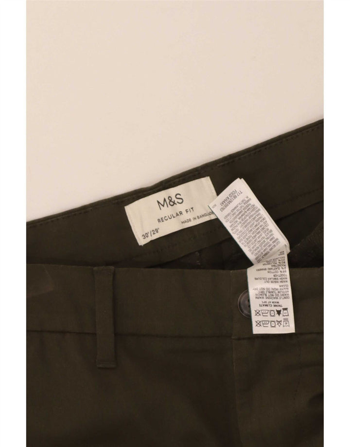 Marks & Spencer Herren-Chinohose mit normaler Passform, W30 L28, Khaki, Baumwolle