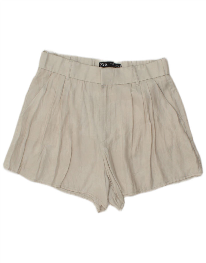 Zara Damen Pegged Chino Shorts Medium W28 Off White Viscose