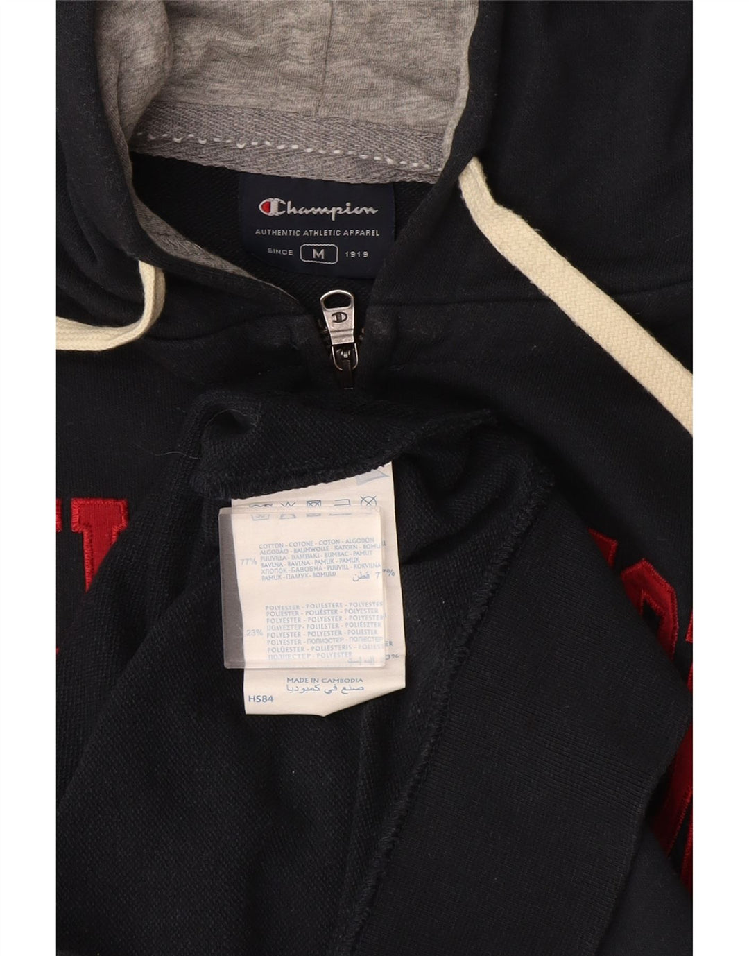 Champion Herren-Kapuzenpullover mit grafischem Reißverschluss, mittelgraue Baumwolle