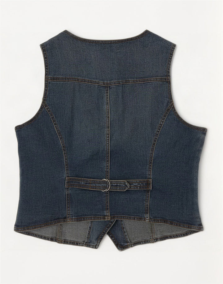 Vintage Damen Jeansweste EU 42 Große blaue Baumwolle