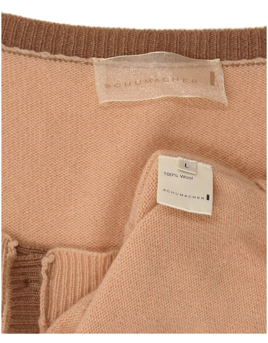 SCHUMACHER Damen Crop Ärmelloser Cardigan Pullover UK 14 Große rosa Wolle