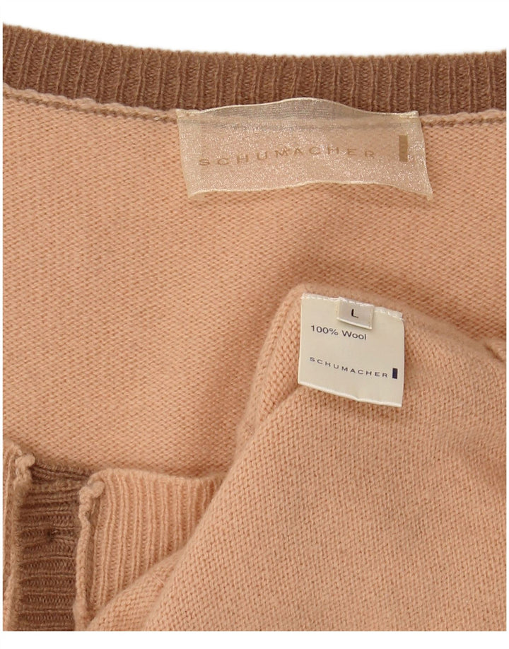 SCHUMACHER Damen Crop Ärmelloser Cardigan Pullover UK 14 Große rosa Wolle