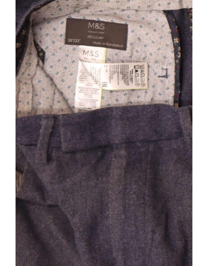 Gerade Anzughose für Herren von Marks & Spencer, W30, L27, marineblaue Wolle