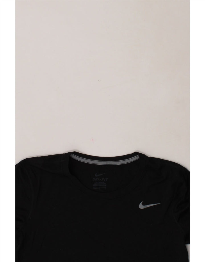 NIKE Womens Dri Fit Top Long Sleeve UK 14 Medium Black Polyester Vintage Nike and Second-Hand Nike from Messina Hembry 